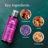 Ayumi Tranquility Massage , Bath & Body Oil, with Key Ingredients, Sandalwood, Myrrh, Frankincense and Lavender.