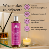 Ayumi Tranquility Massage, Bath & Body Oil, showcasing our accreditations