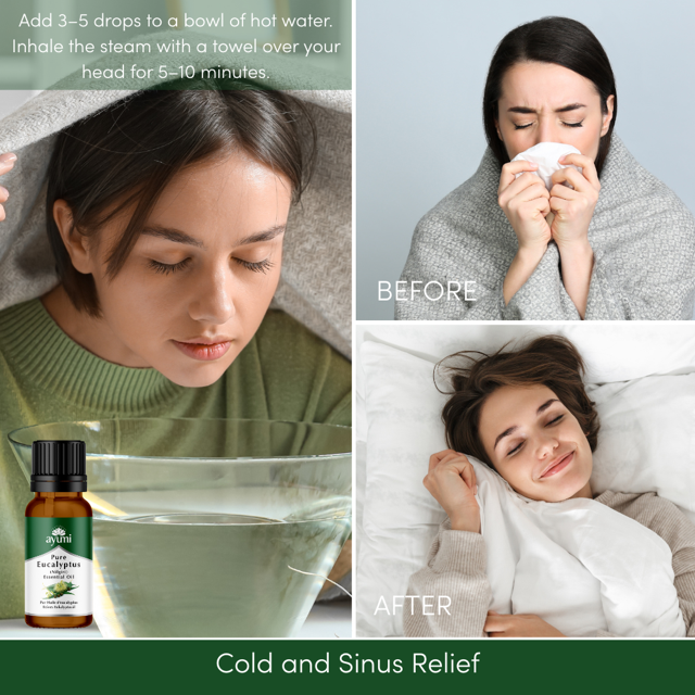 Ayumi Eucalyptus Oil, a girl stream inhalation, before and after images