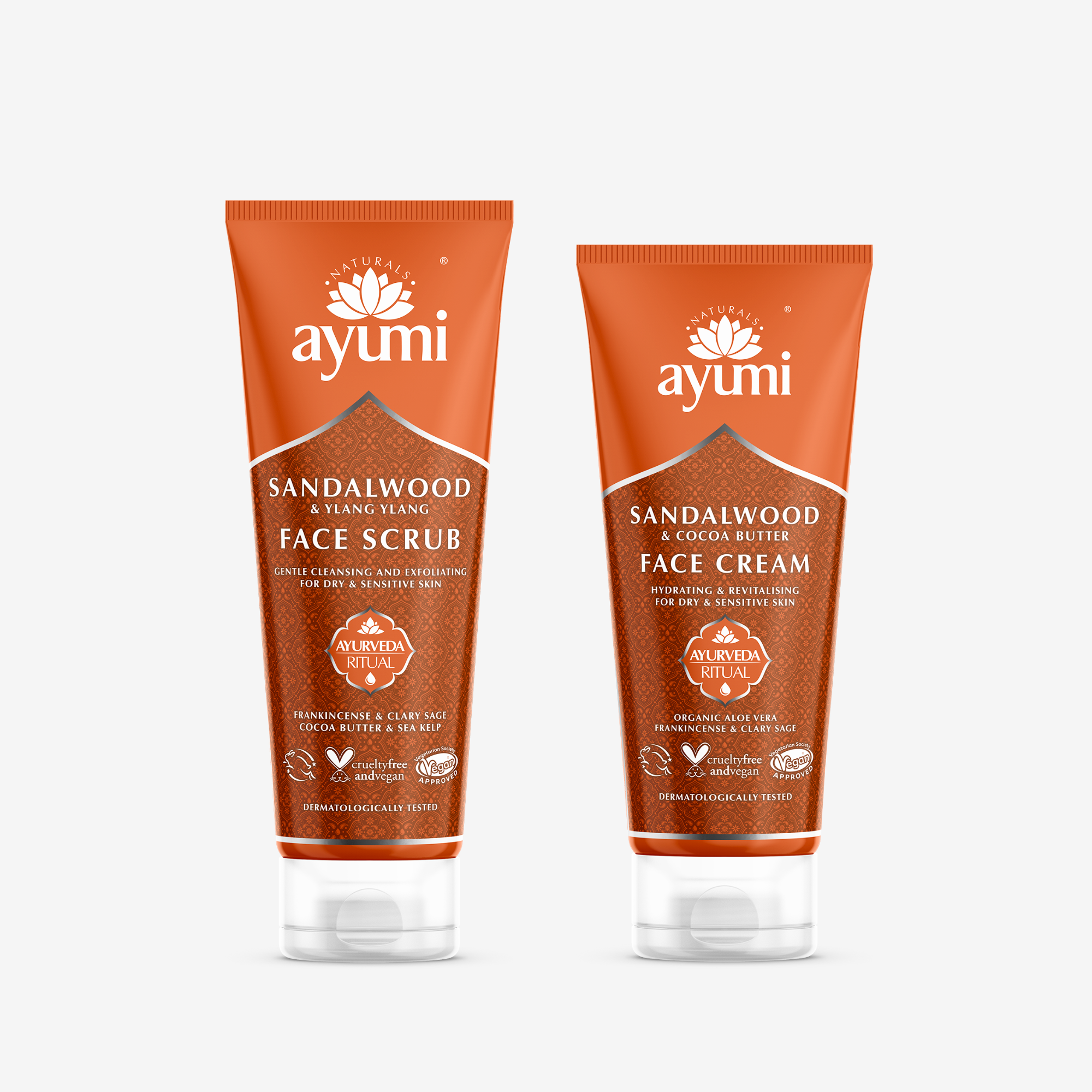 Face duo with hydrating scrub and nourishing moisturiser