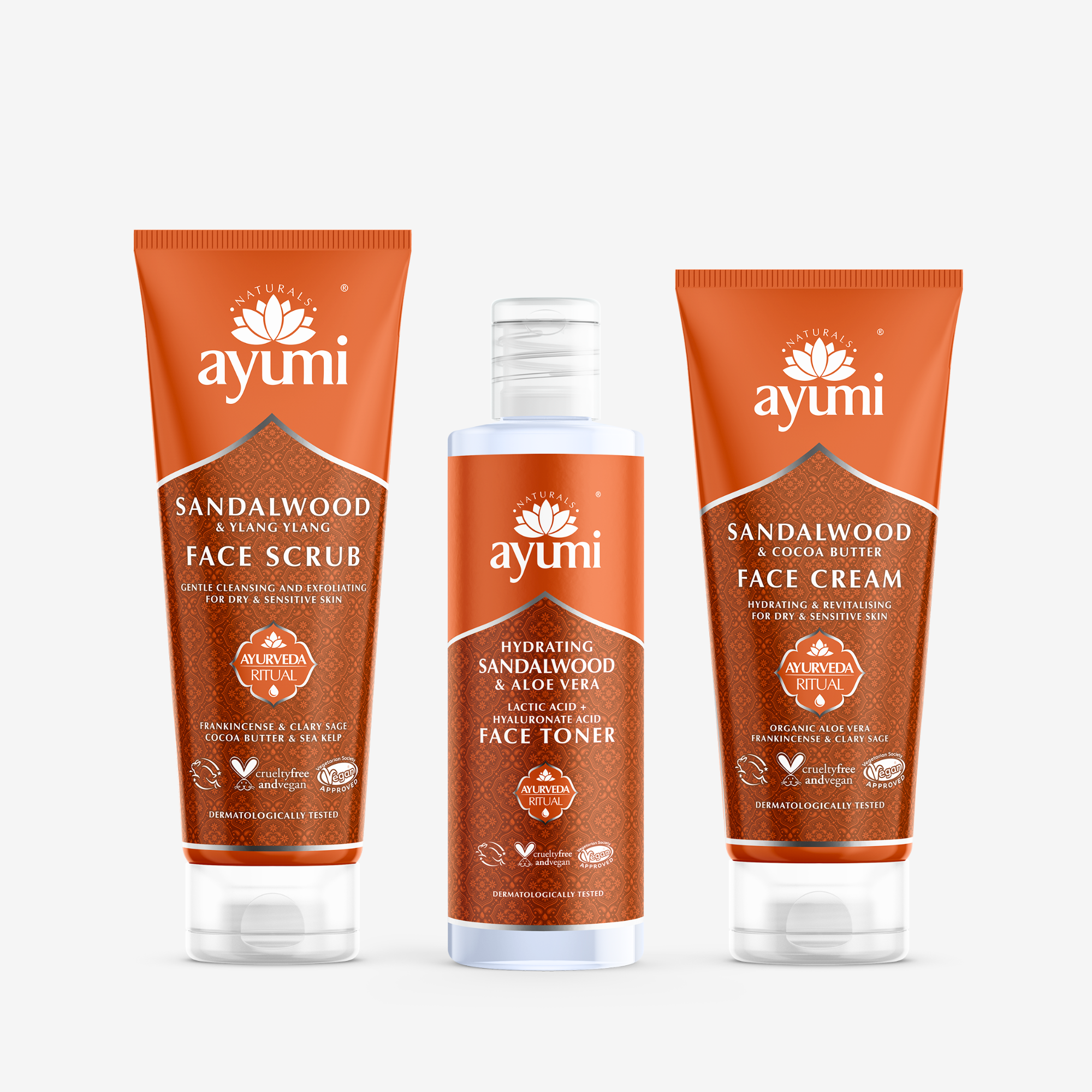 Hydrating face trio with cleanser, toner, and moisturizer