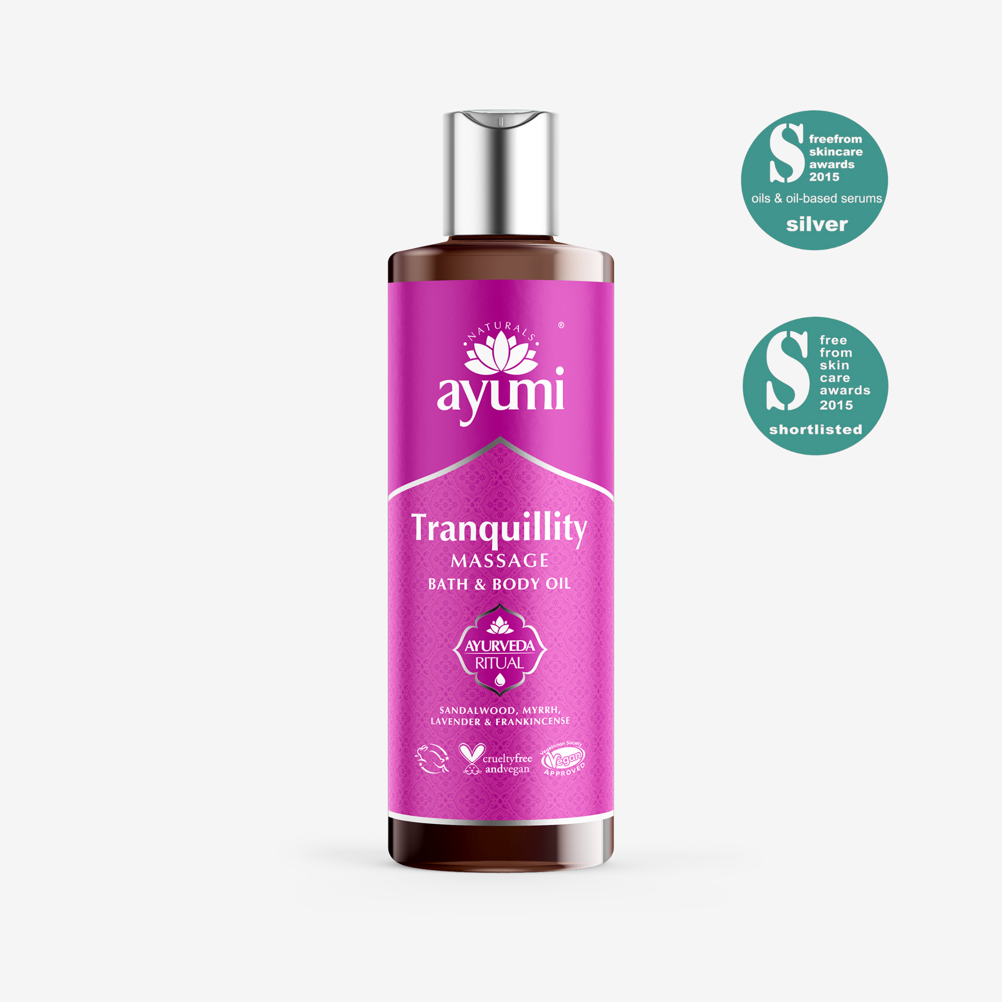 Tranquility massage, bath, and body oil for relaxation