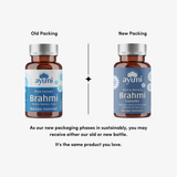 Ayumi Brahmi Capsules New and Old Packaging Comparison Bacopa Monnieri Extract Memory and Brain Health Supplement UK