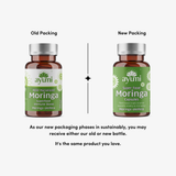 Ayumi Moringa Capsules New and Old Packaging Comparison Moringa Oleifera Leaf Extract Daily Nutrition Supplement UK