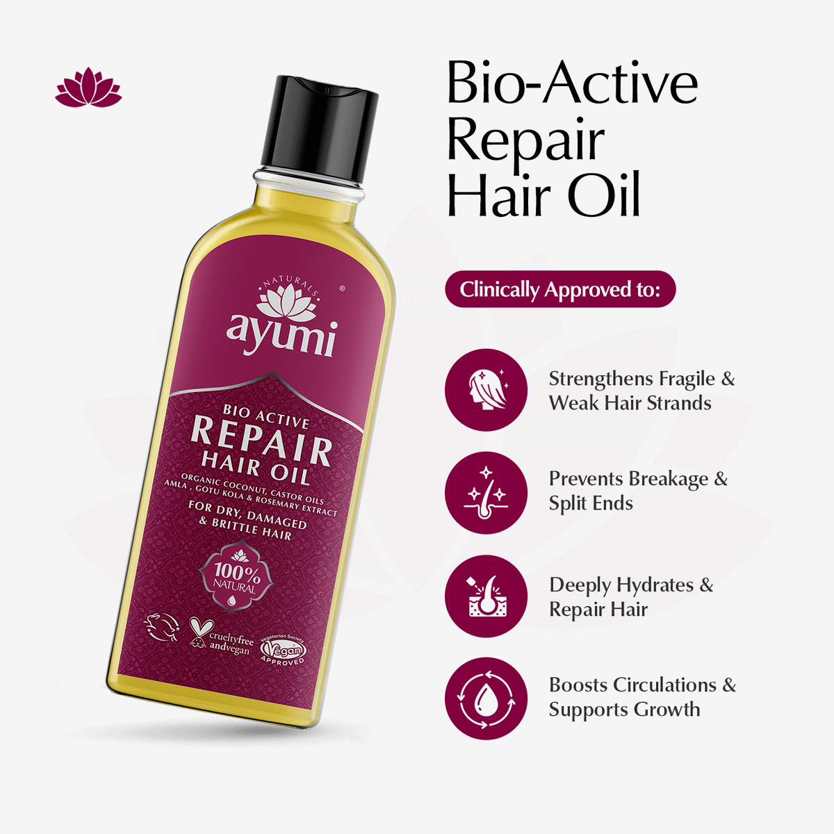 Ayurvedic Repair Hair Oil for Dry & Damaged Hair