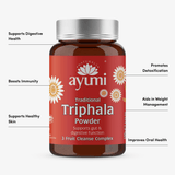 Ayumi Triphala Powder bottle with label on a white background