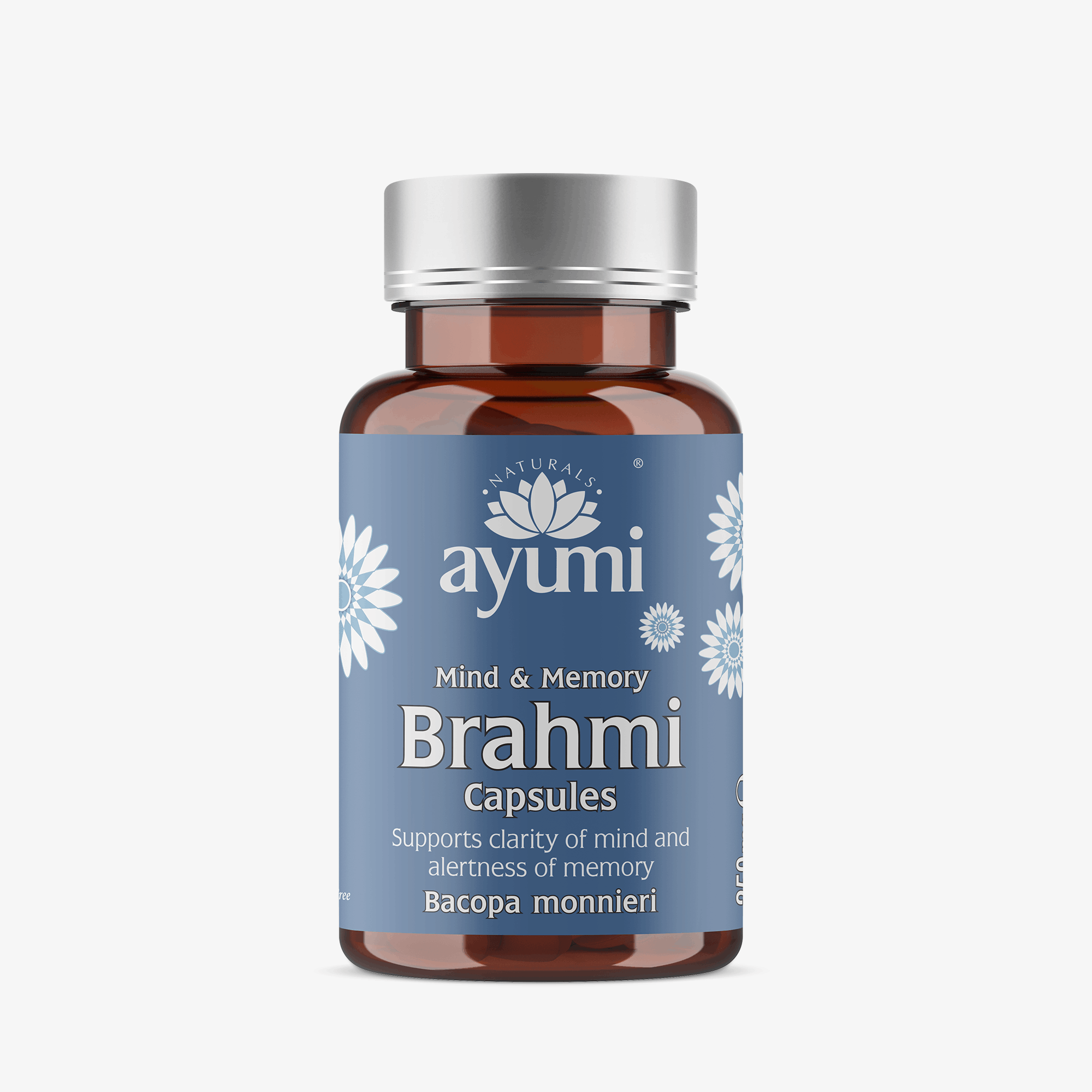 Ayumi Brahmi Capsules 60 Vegan Capsules High Strength Bacopa Monnieri Extract for Memory Focus and Cognitive Clarity UK