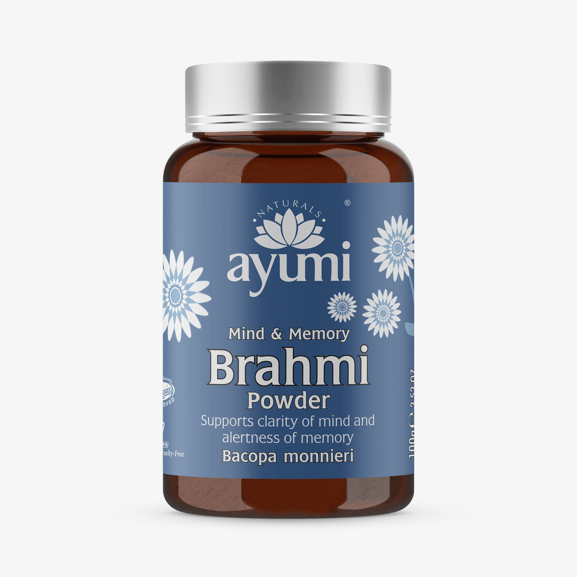 Ayumi Brahmi Powder bottle on a white background