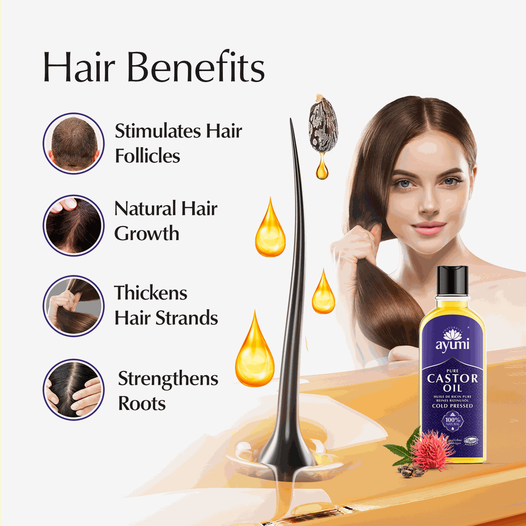 Pure Cold Pressed Castor Oil for Hair, Lashes & Skin