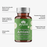 Ayumi Amlaki capsule bottle with green label on a white background
