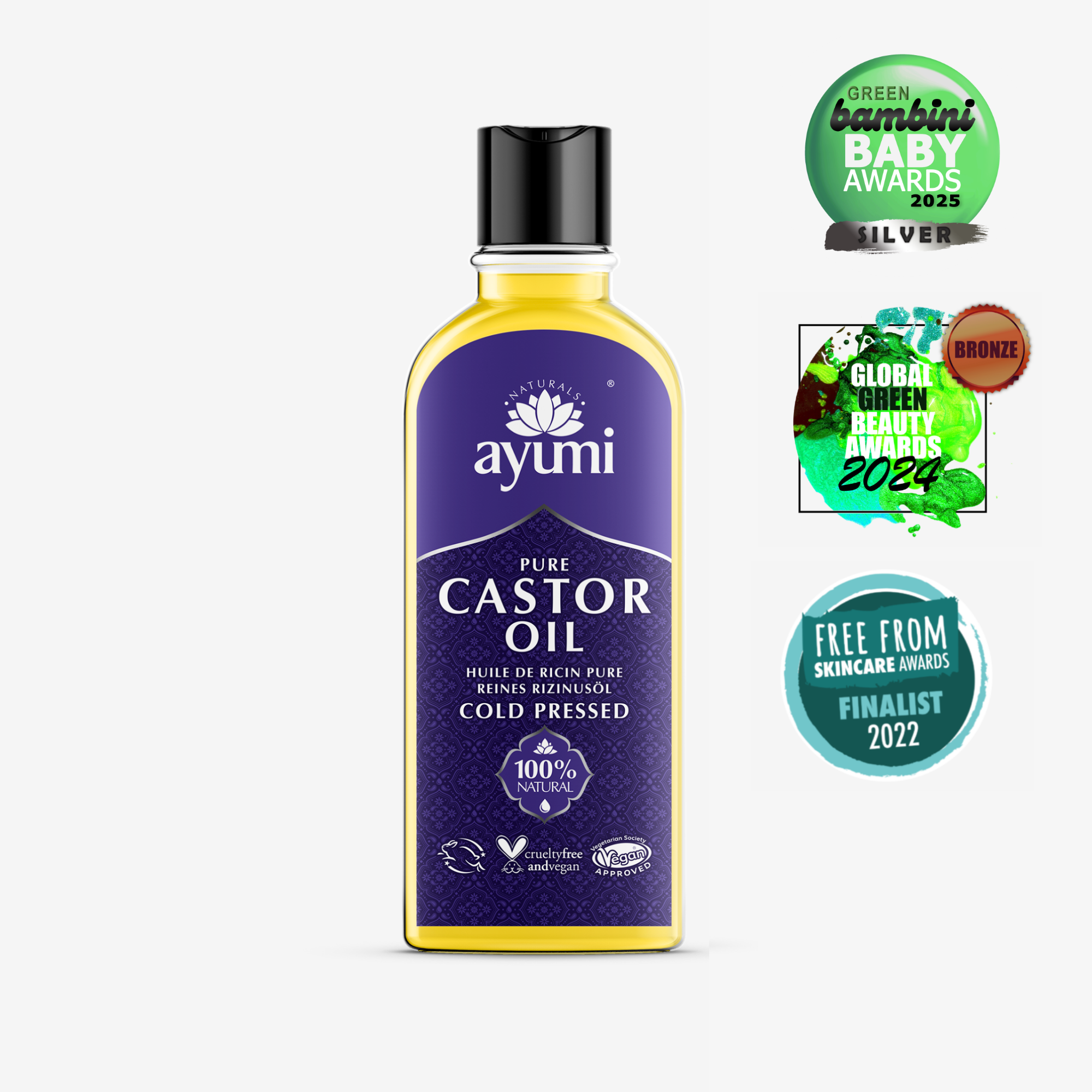 Pure Cold Pressed Castor Oil for Hair, Lashes & Skin