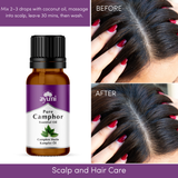 Ayumi Camphor Oil, showing head with dandruff and without