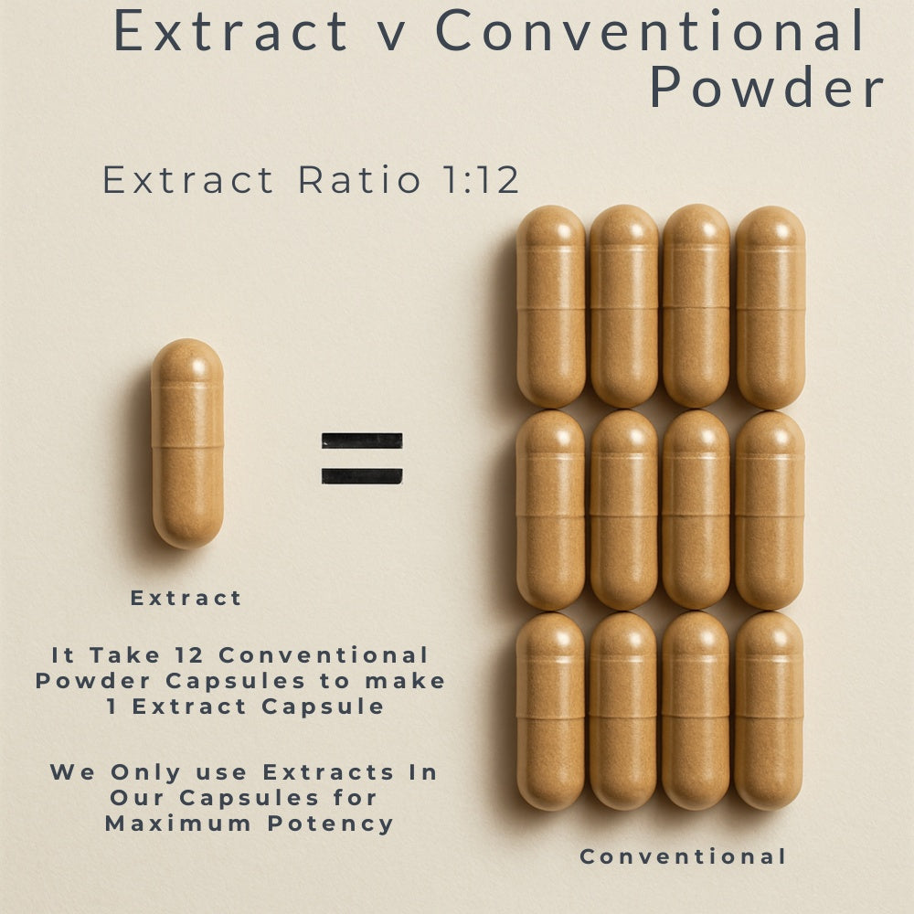 Ayumi Harde Capsules extract comparison chart to a conventional powder