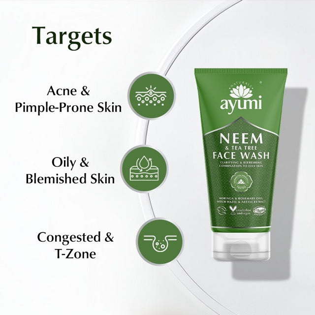 Ayumi Neem Face Wash Targets | For Acne Pimple Prone Skin | Oily Skin