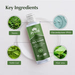 Ayumi oil control face toner with key ingredients displayed on a white background