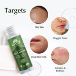 Ayumi oil control face toner bottle with skin issues it targets on a white background