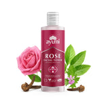 Ayumi Rose Facial Toner bottle with a pink rose and green leaves on a white background