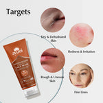 Ayuni Sandalwood & Pink Clay Face Mask with skin conditions it targets on a white background