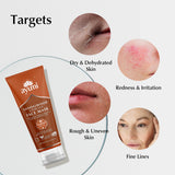 Ayuni Sandalwood & Pink Clay Face Mask with skin conditions it targets on a white background