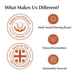 Logos and text highlighting brand attributes on a white background