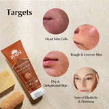 Ayuni Sandalwood Face Scrub with skin conditions it targets on a beige background
