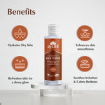 Ayuni face toner bottle with benefits listed on a white background