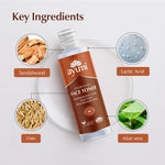 Ayuni hydrating face toner with key ingredients displayed on a white background