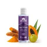 Ayumi Glow Face Toner bottle with papaya, turmeric, and aloe vera on a white background