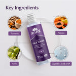 Ayumi Glow Face Toner with key ingredients displayed on a white background