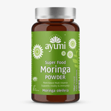 Ayumi Moringa Powder supplement bottle on a white background
